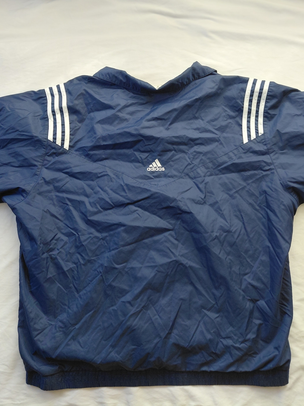 Vintage 90s Adidas Colorblock Windbreaker Navy Blue Jacket XL - Picture 15 of 16